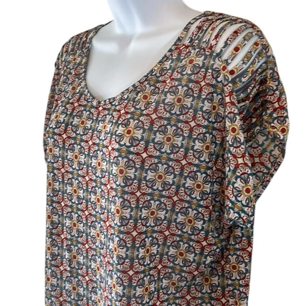 Floral Twee Bohemian 70s Style Amang NY Hippie Blouse - Picture 6 of 7
